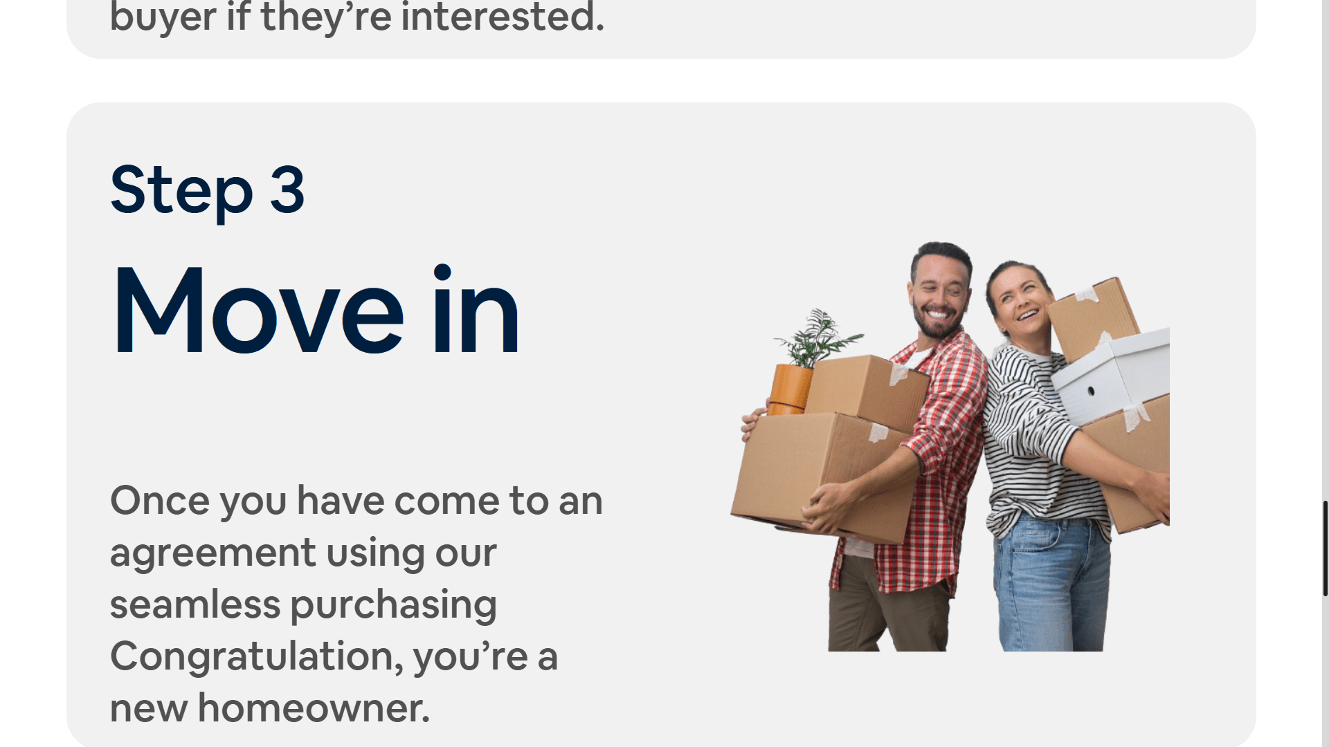 Step 3: Move in — end-to-end purchase flow